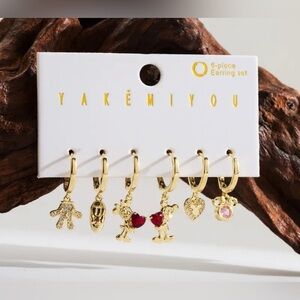 14K Gold Plated Disney Mickey & Minnie Theme Earrings Hoop Dangle Mismatched